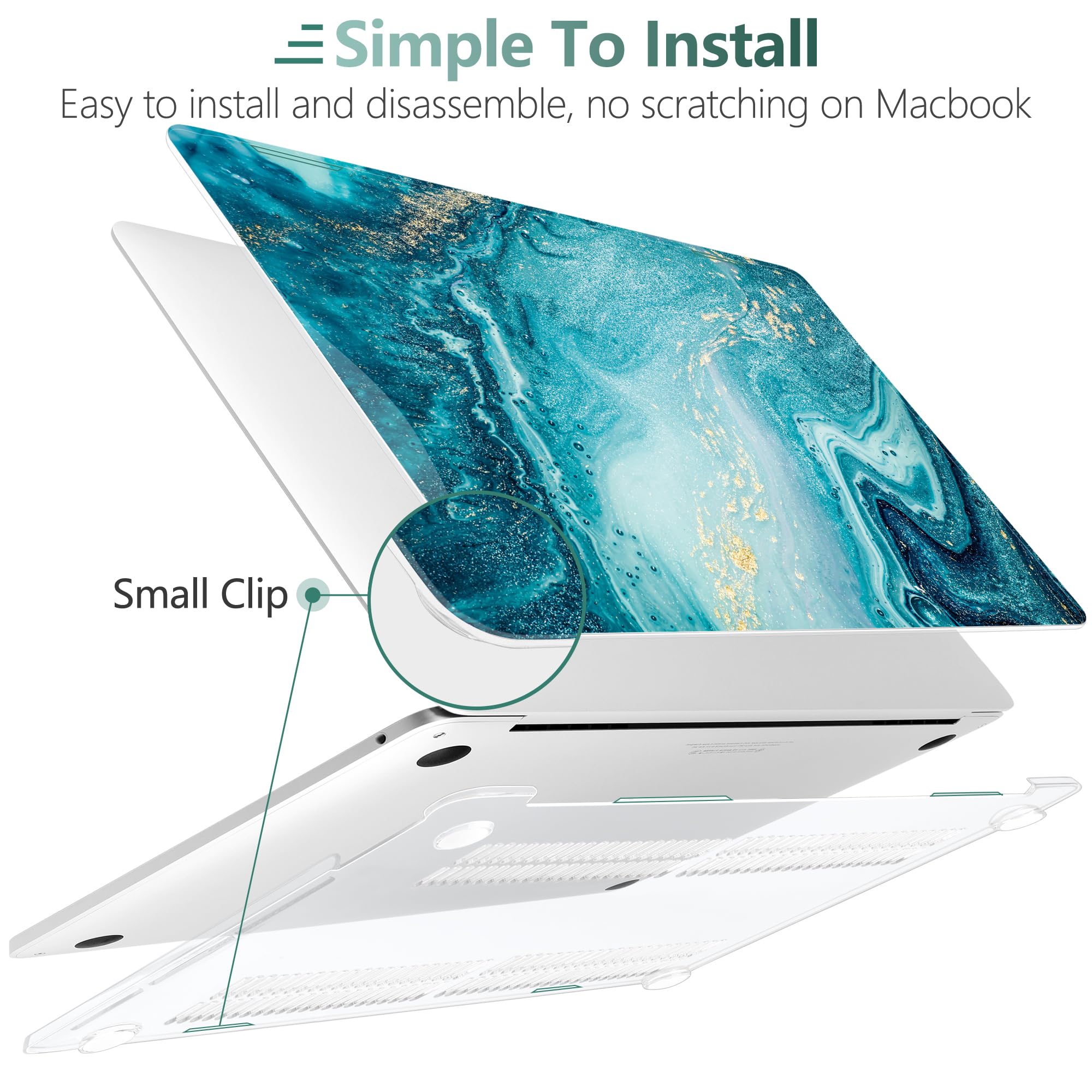 Dongke Hard Plastic Protective Case Cover for MacBook Pro 13 inch (Model A2251/A2289, 2020 Release) - Compatible with Retina Display & Touch Bar, Fits Touch ID - Abstract Ocean Design - Perfect for Office, Travel, and Everyday Use