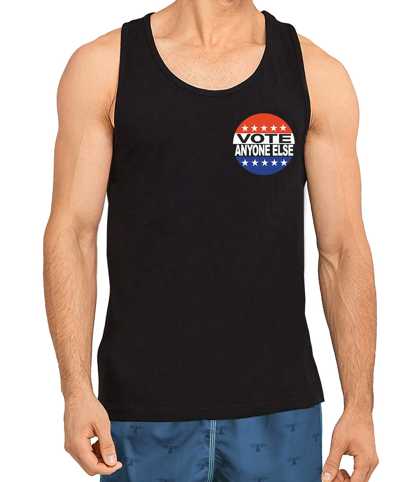 Koyotee Men's Vote for Anyone Else Black Tank Top - Soft Cotton Sleeveless Shirt for Casual Wear, Gym & Summer Outfits
