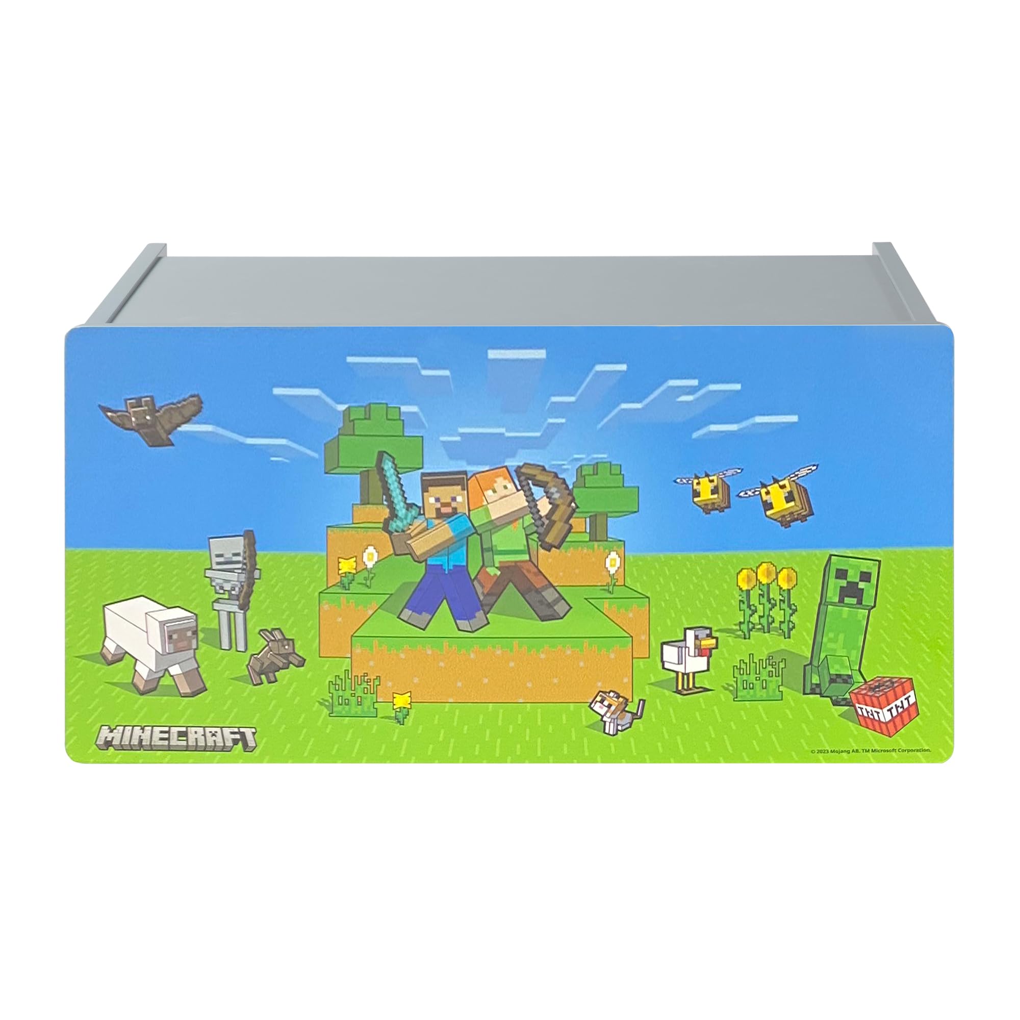Minecraft Wooden Storage Chest - Game Themed Decor for Kids Room & Playroom