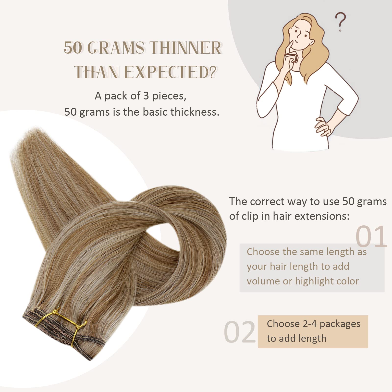 Clip-In Human Hair Extensions - Dark Blonde & Honey Blonde Mix - 9pc & 3pc Set - 12 Inch Length - Real Human Hair for Volume & Length - Perfect for Parties, Weddings & Daily Styling