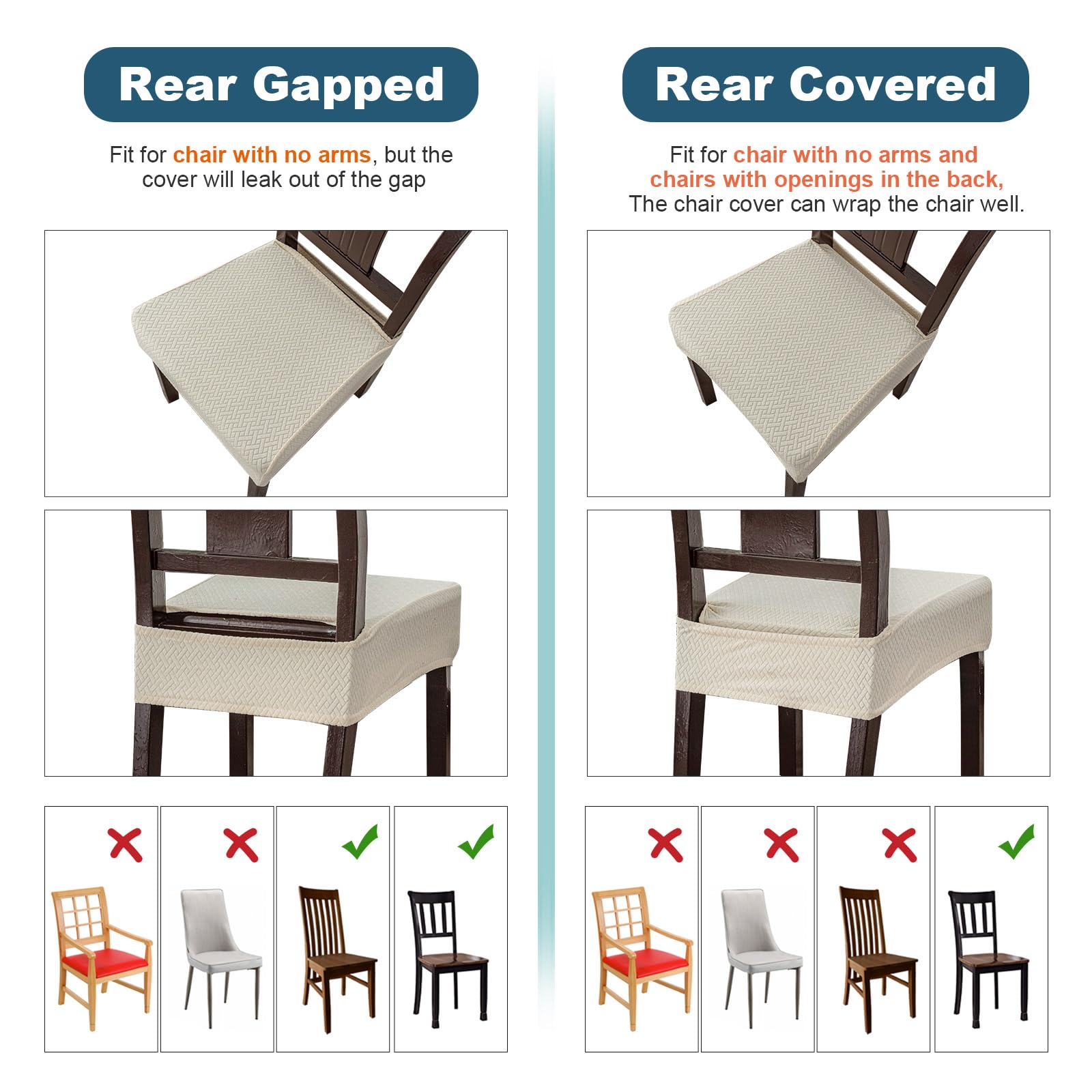 Waterproof Dining Chair Covers 4-Pack - Beige for Home & Restaurant Use