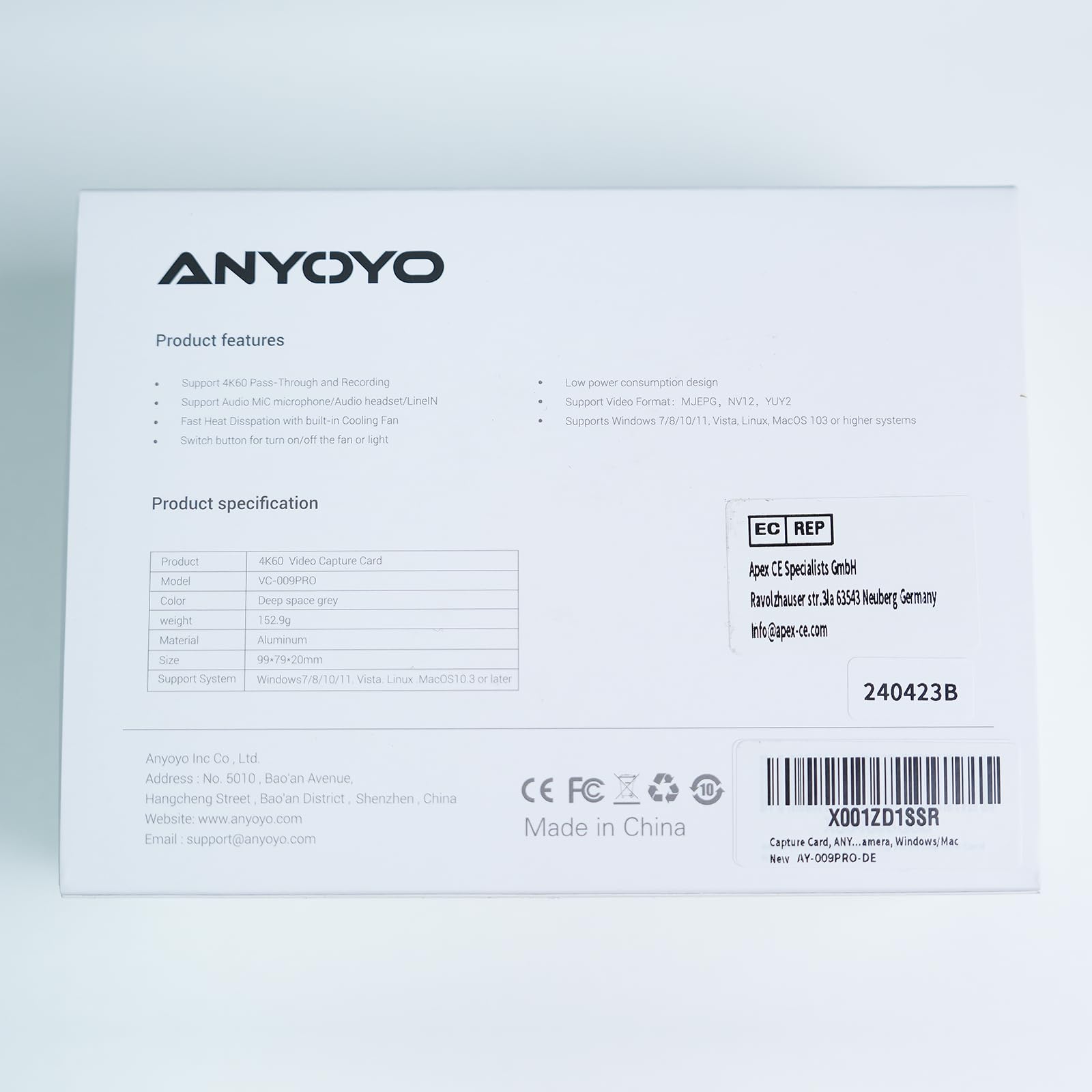 ANYOYO 4K 60FPS HDR Video Capture Card with VRR Passthrough & Ultra-Low Latency - Compatible with PS5, PS4, Nintendo Switch, Windows 11 & Mac OS 12 | Perfect for Game Streaming, Live Broadcasting & Content Creation