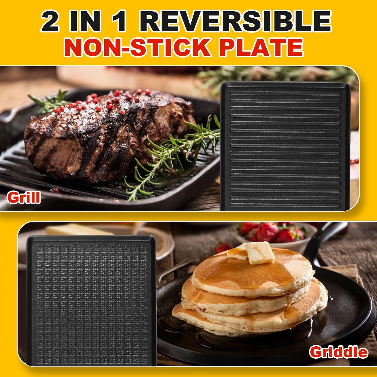 CUSIMAX Electric Indoor Raclette Grill & Korean BBQ - 2-in-1 Nonstick Grill Plate with 8 Cheese Pans, Wooden Spatulas & Base - Perfect for Family Gatherings, Dinner Parties & Holiday Entertaining