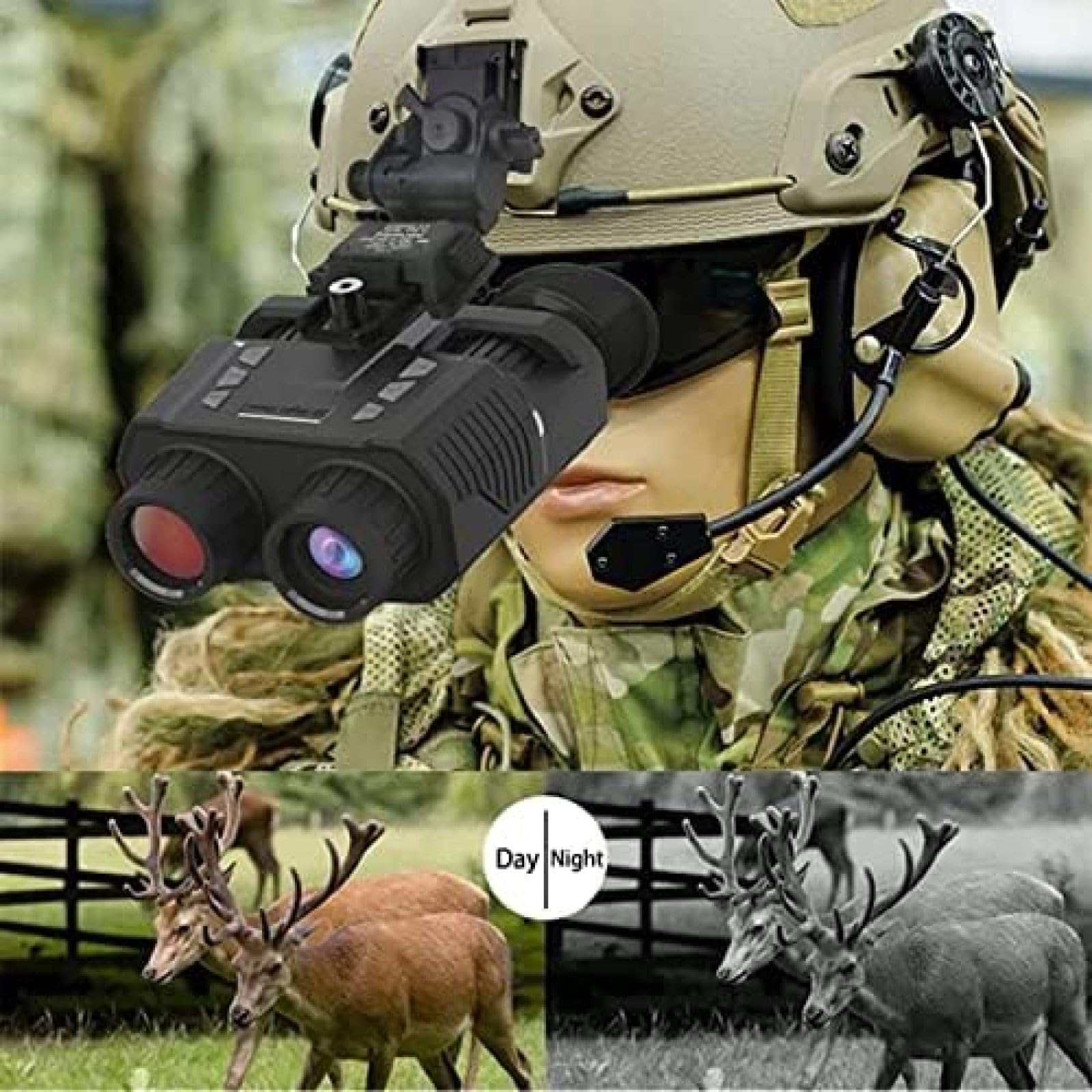 Head Mount Night Vision Goggles - Infrared Thermal Imaging Binoculars for Hunting & Outdoor Adventures | Rechargeable Day & Night Vision Scope | Perfect for Wildlife Observation, Security & Nighttime Exploration