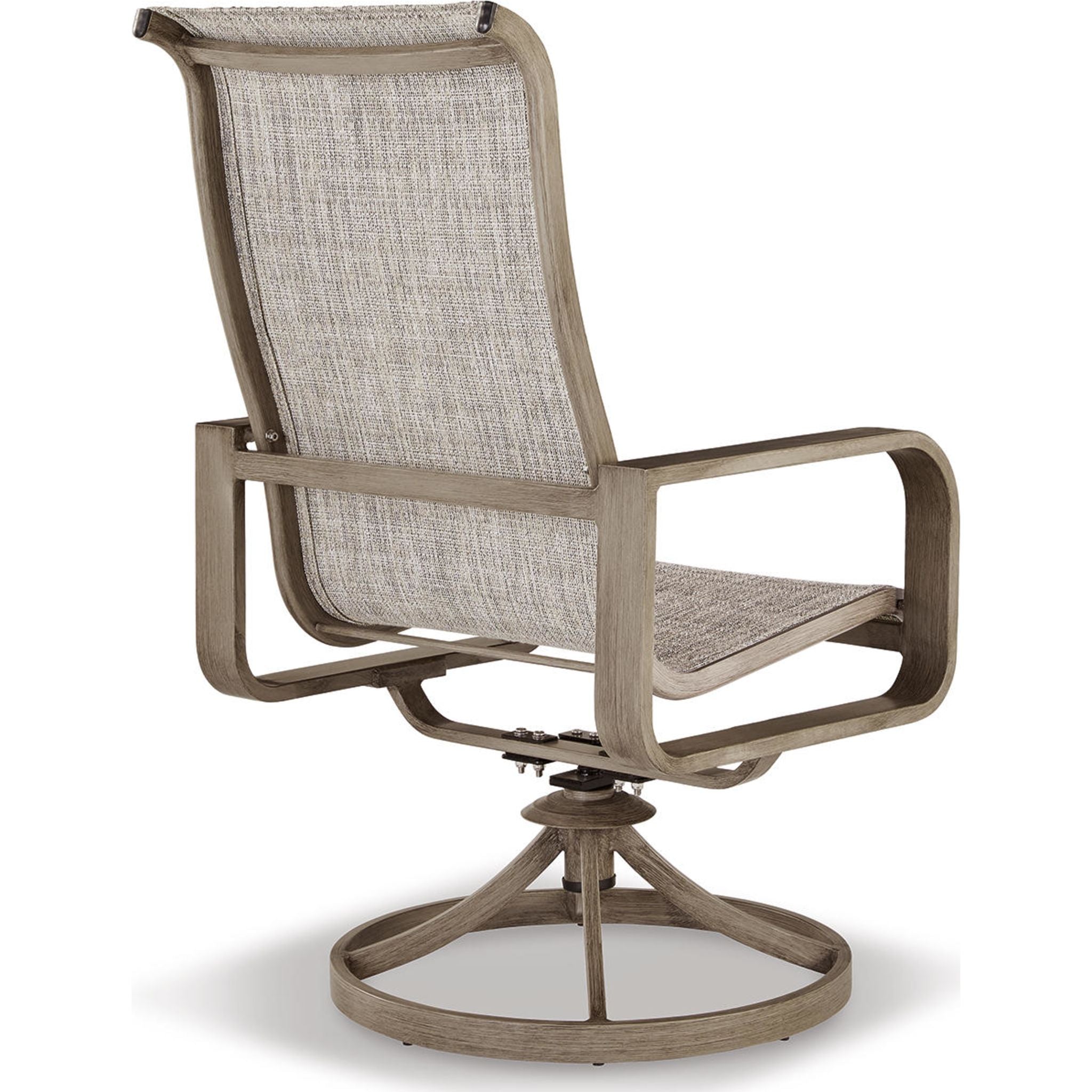 2-Pack Beige Outdoor Sling Swivel Chairs for Patio, Beach, Poolside & Backyard Relaxation - Water-Resistant Wicker Rattan Lounge Chairs with Comfortable Cushions