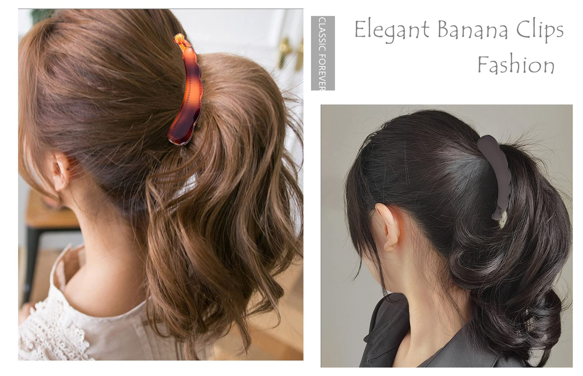 6 Pack Large Banana Hair Clips for Thick Hair - Non-Slip Ponytail Holder Hair Accessories for Women - Perfect for Workouts, Office & Everyday Styling