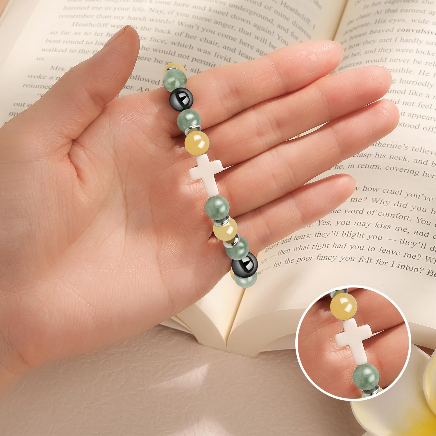 **Christian Easter Gifts for Women - Inspirational Cross Bracelet with Jesus Faith Jewelry - Religious Birthday Gift for Daughter, Granddaughter, Sister, Mom, Grandma & Godmother - Perfect Easter Basket Stuffer & Daily Faith Reminder**