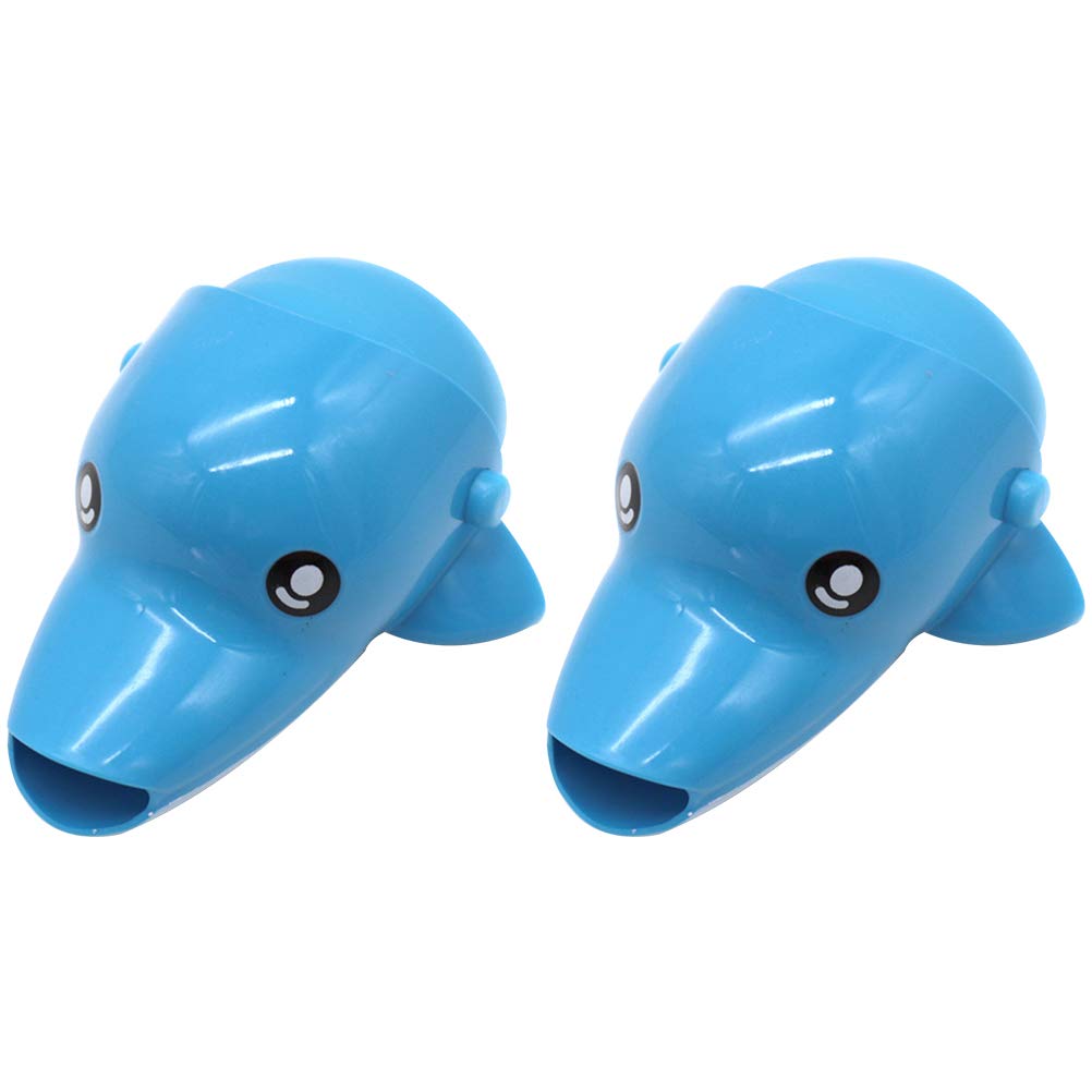Creative Dolphin Faucet Extender for Kids - Hand Washing Aid for Bathroom Sink (Blue) - Toddler Bath Accessory