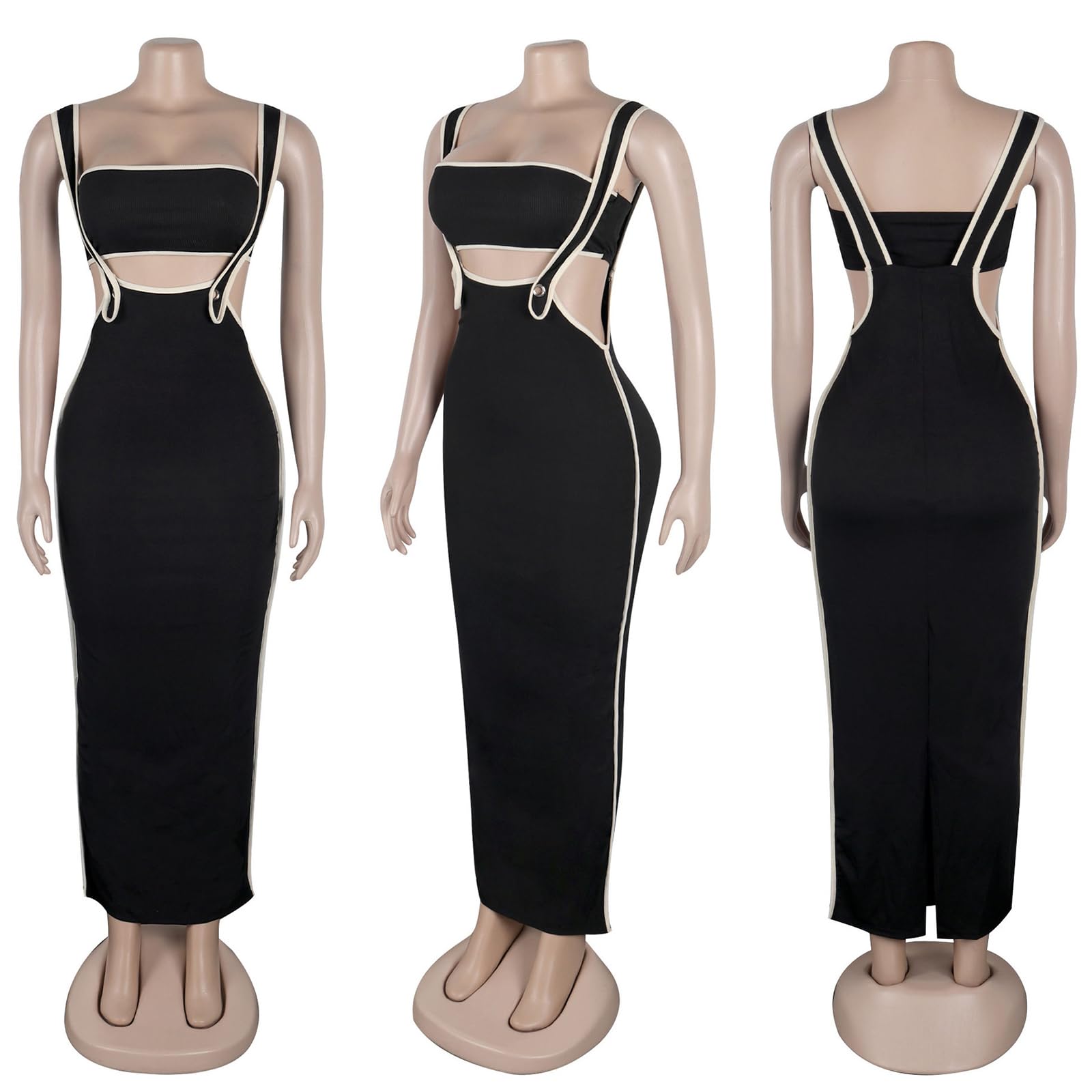 Sexy Women's 2 Piece Outfits - Strapless Crop Top & Bodycon Maxi Skirt Set, Elegant Summer Dress for Date Night, Party & Vacation