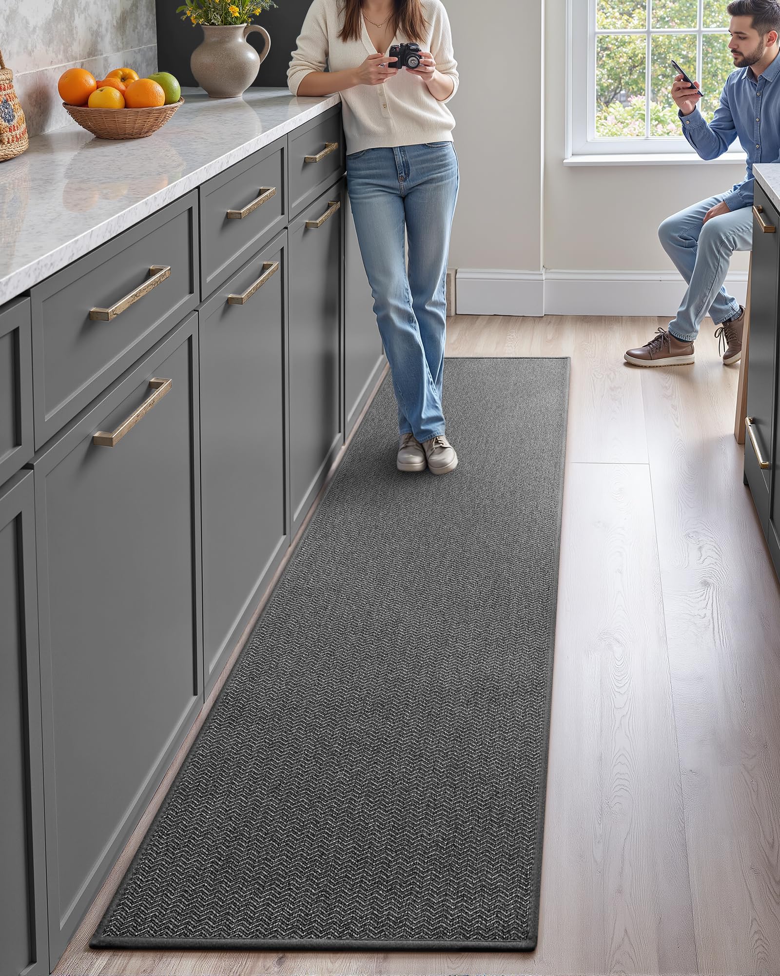 Non-Slip Dark Gray Kitchen Runner Rug 17