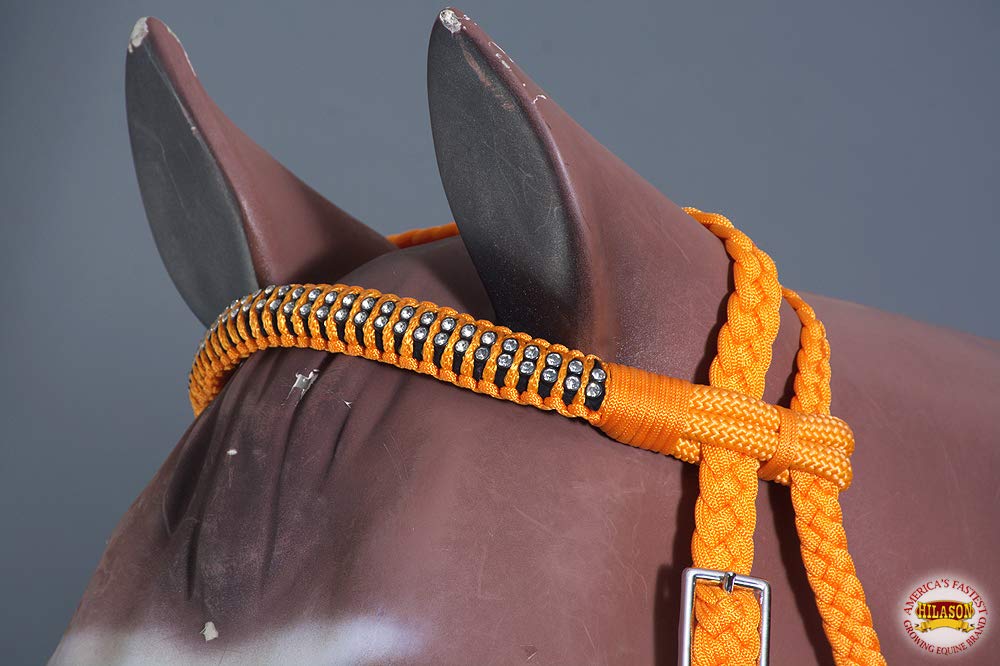 HILASON Braided Paracord Horse Bridle with Crystals - for Trail Riding & Shows