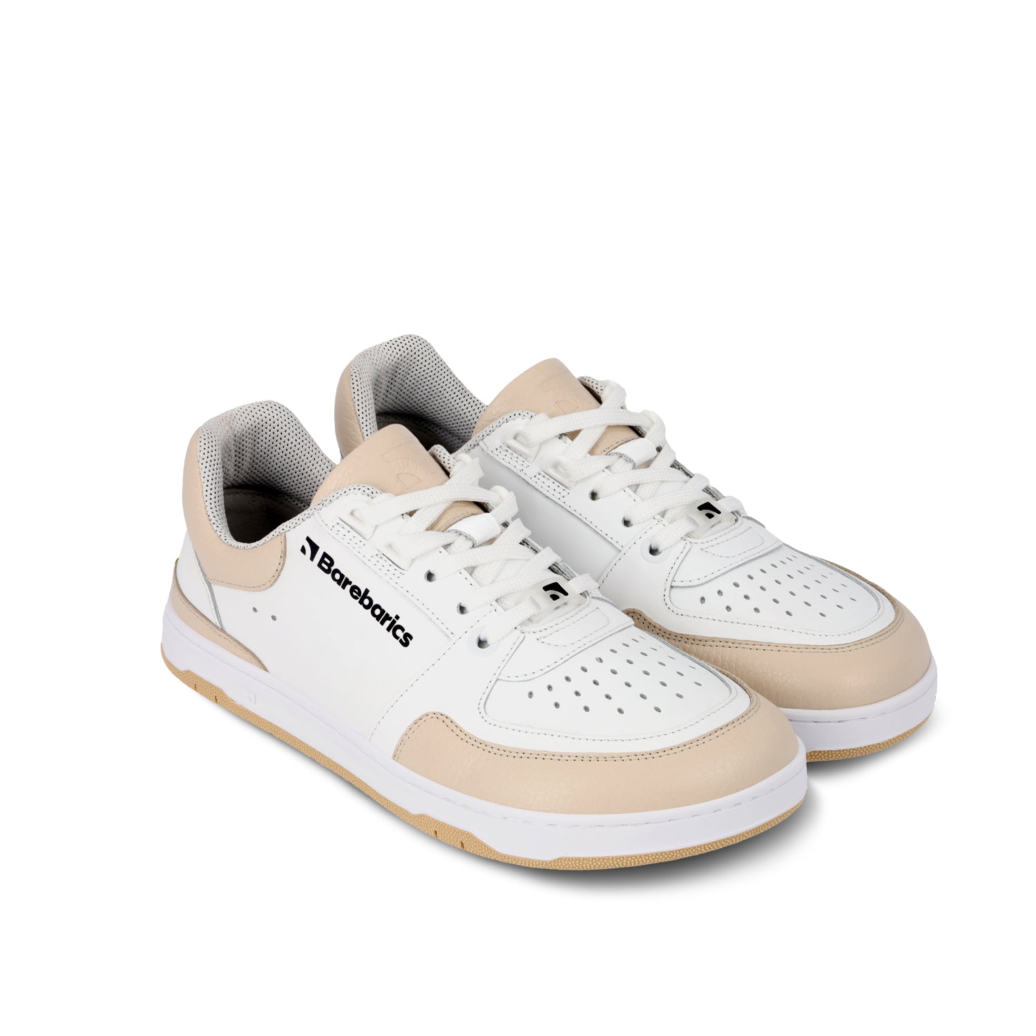 Barefoot Sneakers Barebarics Wave - White & Beige | Minimalist Zero Drop Shoes for Running, Walking & Gym | Lightweight & Flexible Barefoot Design