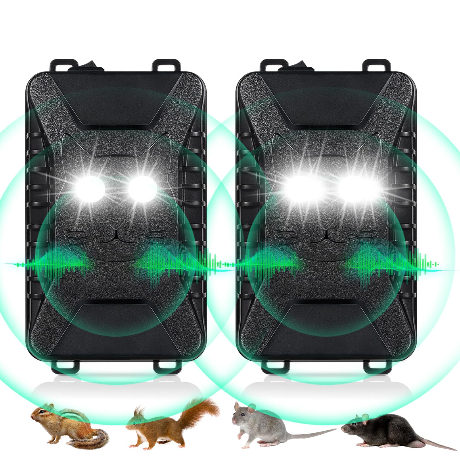 Ultrasonic Battery Operated Car Rodent Repellent - Under Hood Mouse & Rat Deterrent for Vehicle Engine Protection | Keep Rodents Away from Cars, Barns & Garages (2 Pack) | Ideal for Long-Term Parking & Winter Storage