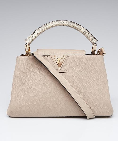 LV Capucines BB Handbag - Taurillon Leather with Python Accents in Galet Gray | Luxury Crossbody Bag for Women, Perfect for Date Night & Evening Events