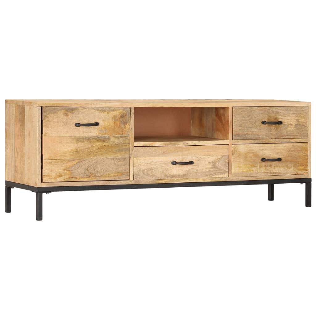 55 Inch TV Stand with Drawers & Open Shelf - Solid Wood Entertainment Center for Living Room & Bedroom - Modern TV Console Cabinet (51.1
