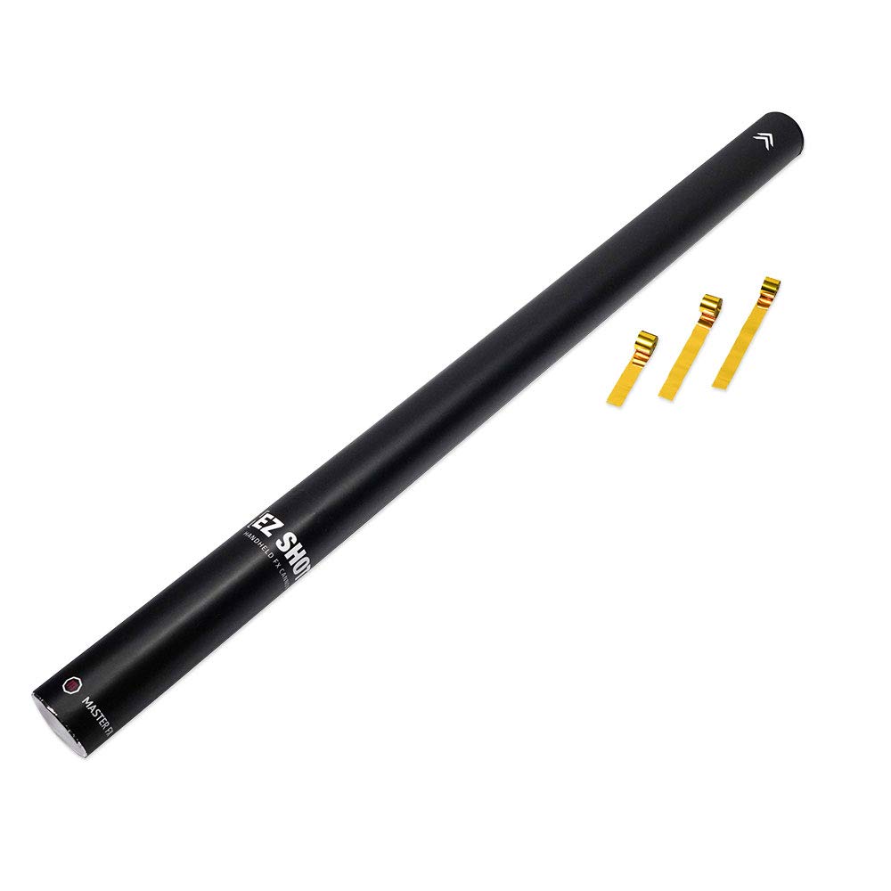 EZ Shot Handheld Special FX Cannon - Fireproof Gold Metallic Mylar Streamers for Parties & Events (30