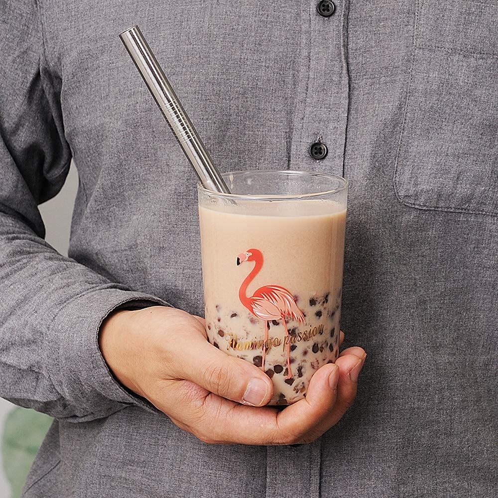 ALINK Reusable Metal Boba Straws - 2 Pack with Brushes & Case for Bubble Tea & Smoothies