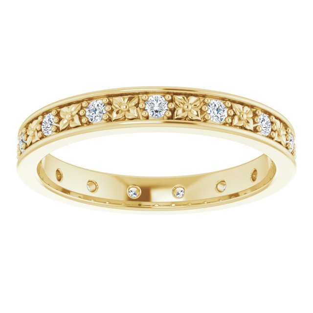 0.30 Carat Round Diamond Eternity Band Floral Design Wedding Ring for Women - Perfect for Anniversaries, Engagements & Special Occasions