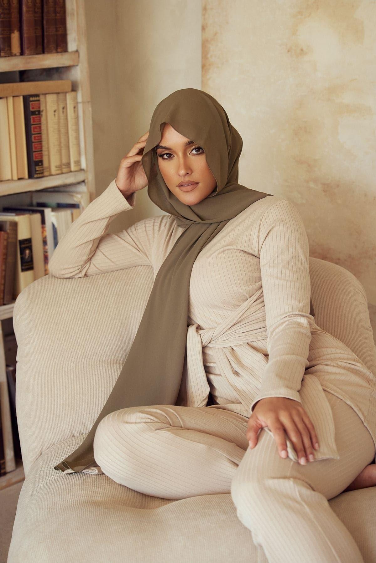 Premium Coffee Chiffon Hijab - Lightweight & Breathable Scarf for Women - Perfect for Daily Wear, Prayer, and Special Occasions