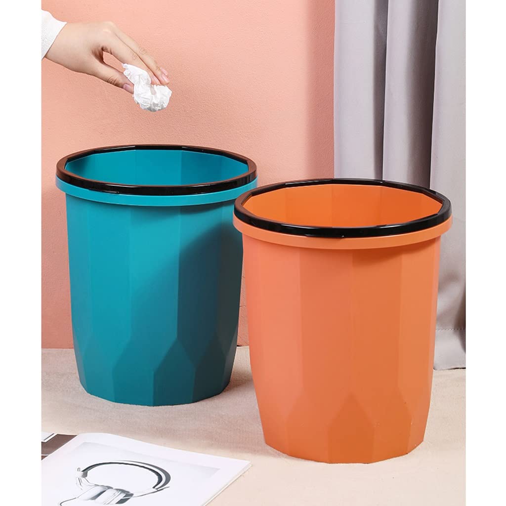 Nordic Style Pressure Ring Trash Can with Lid - Light Luxury Household Garbage Bin for Living Room, Bedroom, Bathroom & Toilet - Orange Waste Paper Basket for Home Organization & Waste Classification