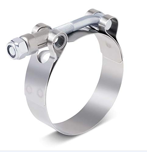 RADIANT CYCLES Stainless Steel T-Bolt Exhaust Clamp for Motorcycle & Car Turbo (47mm-54mm) - High Performance Hose Clamp for Custom Exhaust Systems & Turbo Installations