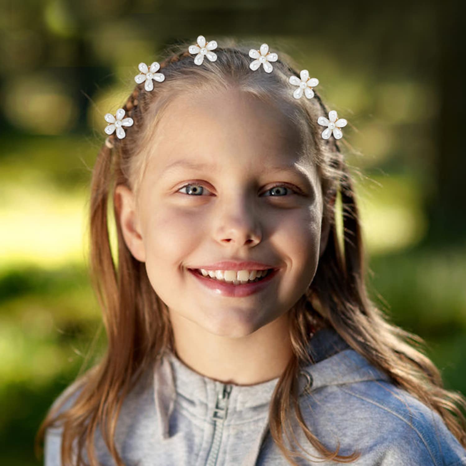 20 Pack Artificial Pearl Daisy Hair Clips - Bridal Wedding Barrettes for Women & Girls, Hair Accessories for Teens, Kids, Prom, Parties & Everyday Wear