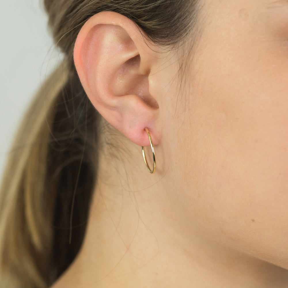 9ct Yellow Gold 20mm Plain Sleeper Earrings for Women - Hypoallergenic Comfort Hoop Earrings for Everyday Wear & Sleeping - Perfect Gift for Her