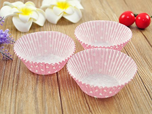 100 PCS Pink with White Polka Dot Premium Paper Cupcake Liners - Perfect for Birthday Parties, Baby Showers & Baking Decorations
