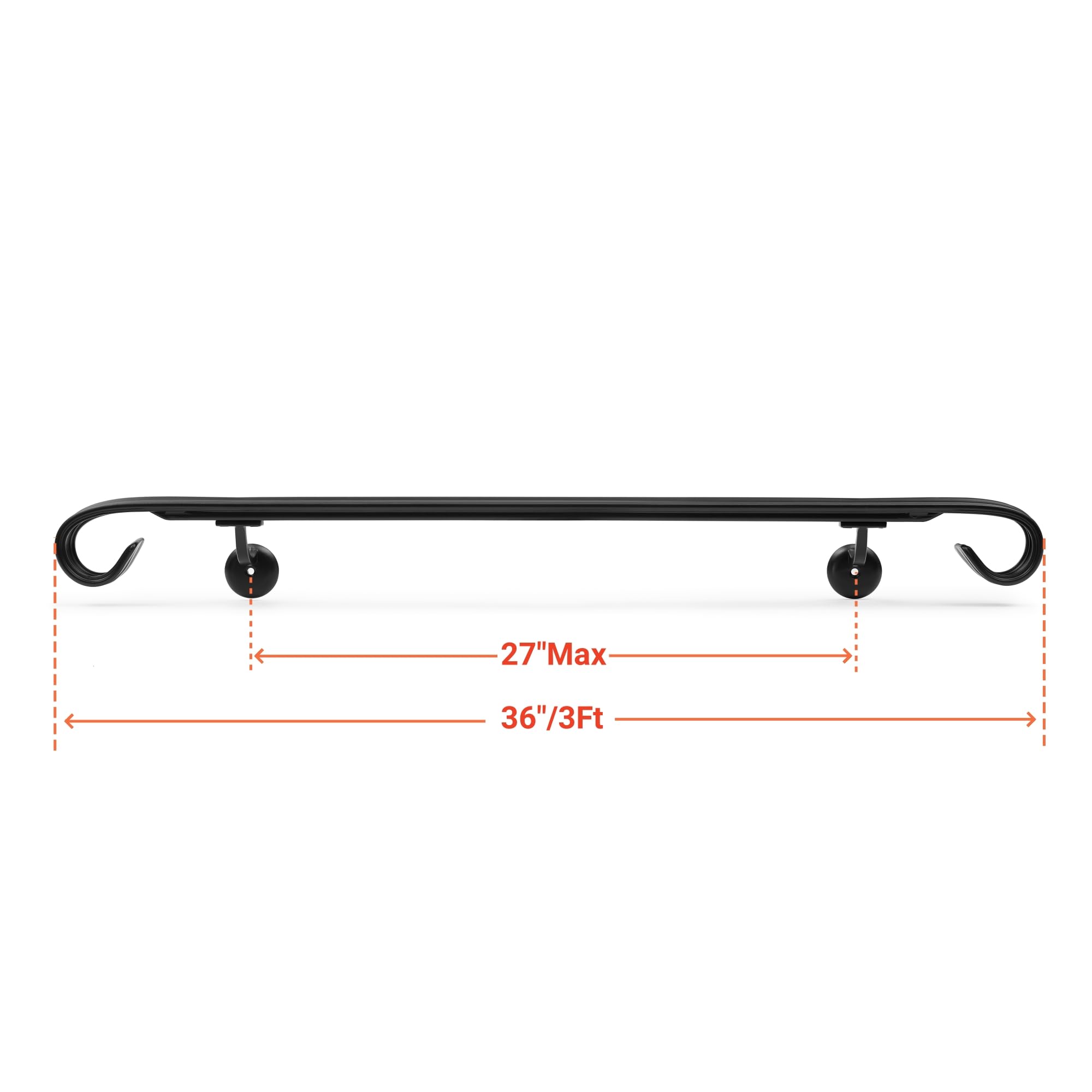 3 Ft Wrought Iron Stair Railing Handrail Kit - Matte Black Safety Grab Bar for Indoor/Outdoor Staircases - Perfect for Homes, Decks, and Porches