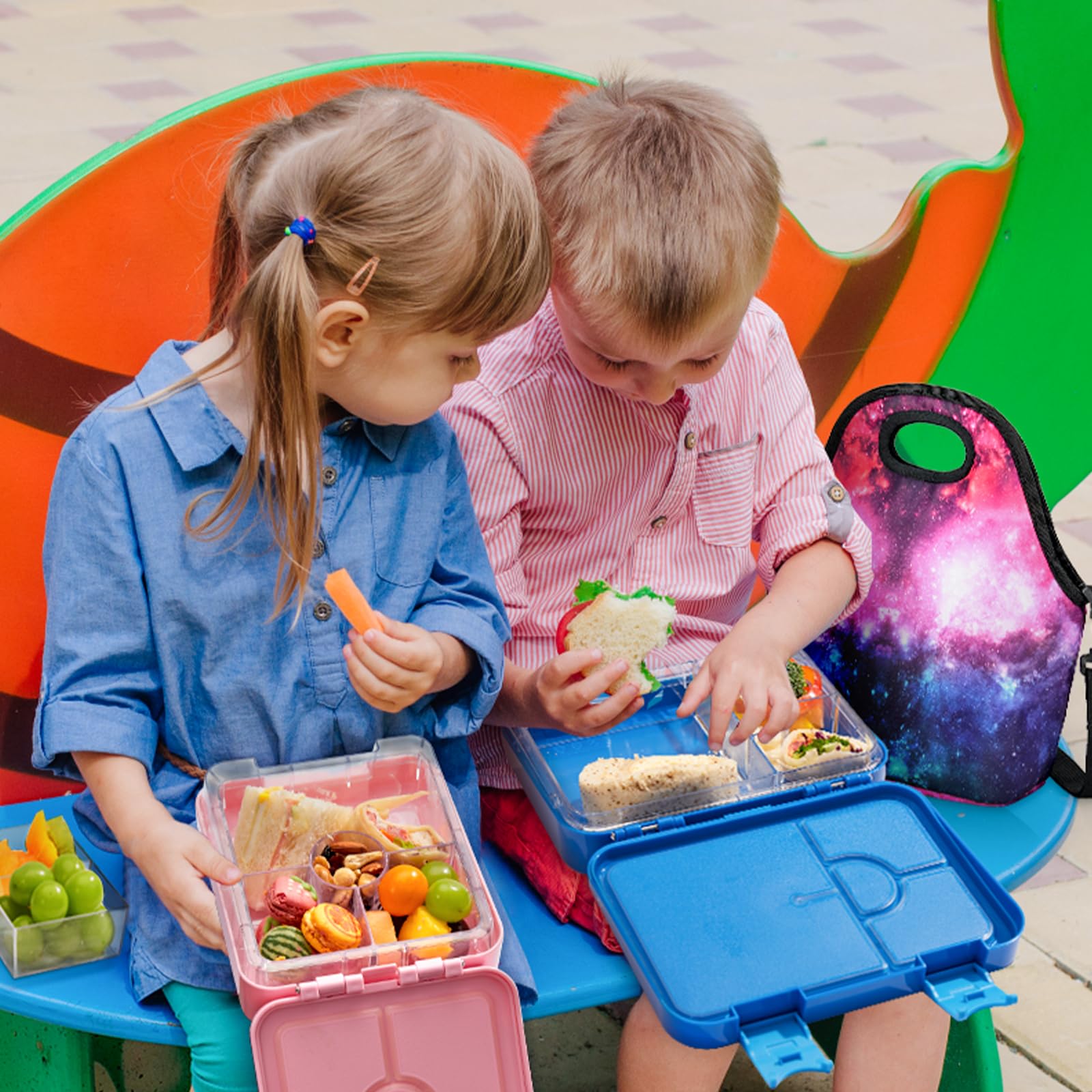 JOYHILL Leak Proof Bento Lunch Box for Kids & Adults - 4-6 Compartment BPA-Free Food Container for School, Office, Daycare & Travel (Space Blue) | Perfect for Meal Prep, Picnics & Healthy Eating On-The-Go