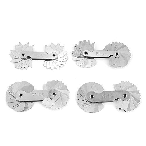 Stainless Steel Radius Fillet Gauge Set - 4pcs Measuring Tool (R0.3-1.5, R1-6.5, R7-14.5, R15-25) for Metalworking, Woodworking & DIY Projects - Precision Radius Measurement for Engineers, Welders & Craftsmen