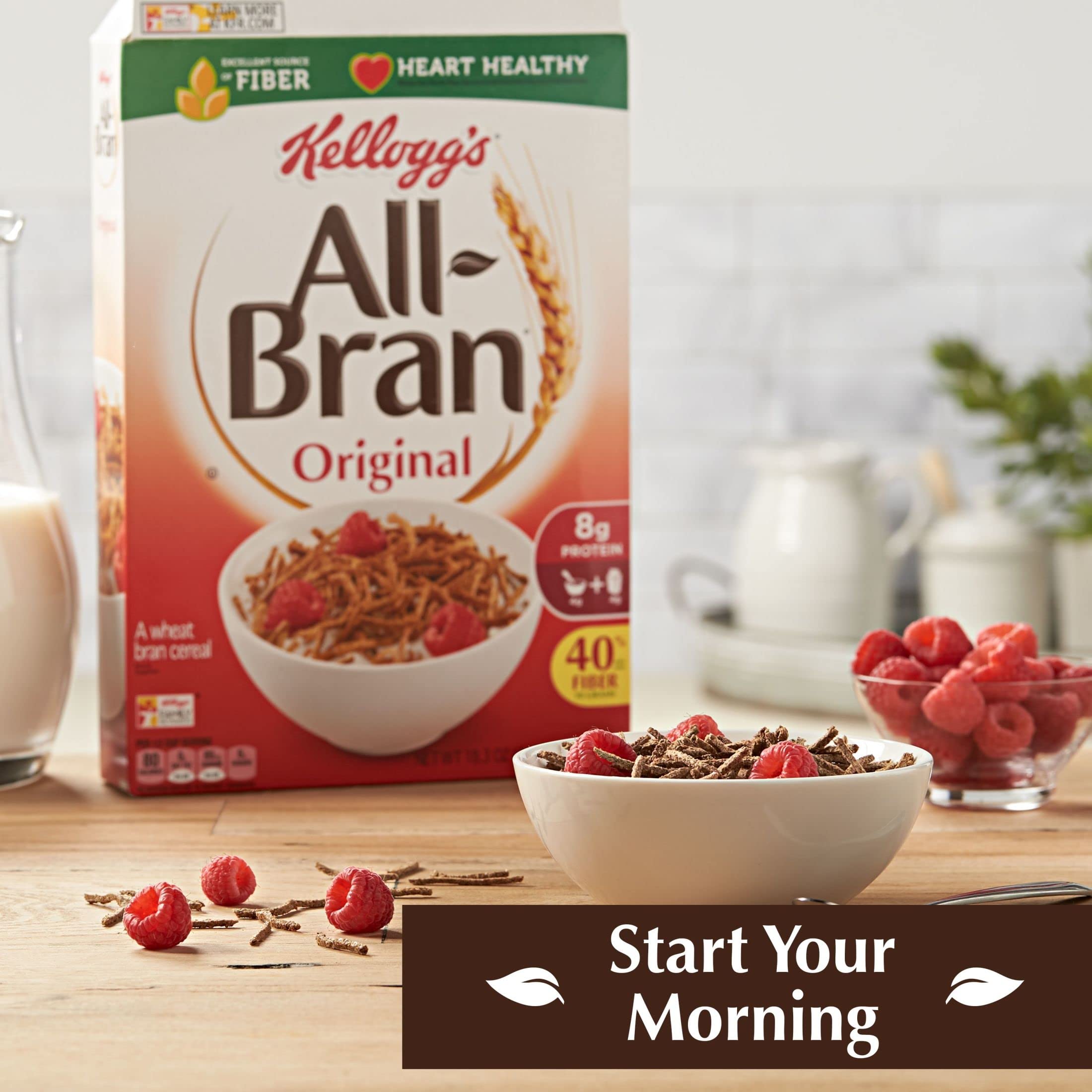 All Bran Breakfast Cereal - High Fiber Original with 8 Vitamins & Minerals (18.6oz Box) | Healthy Morning Meal & Digestive Support for Adults