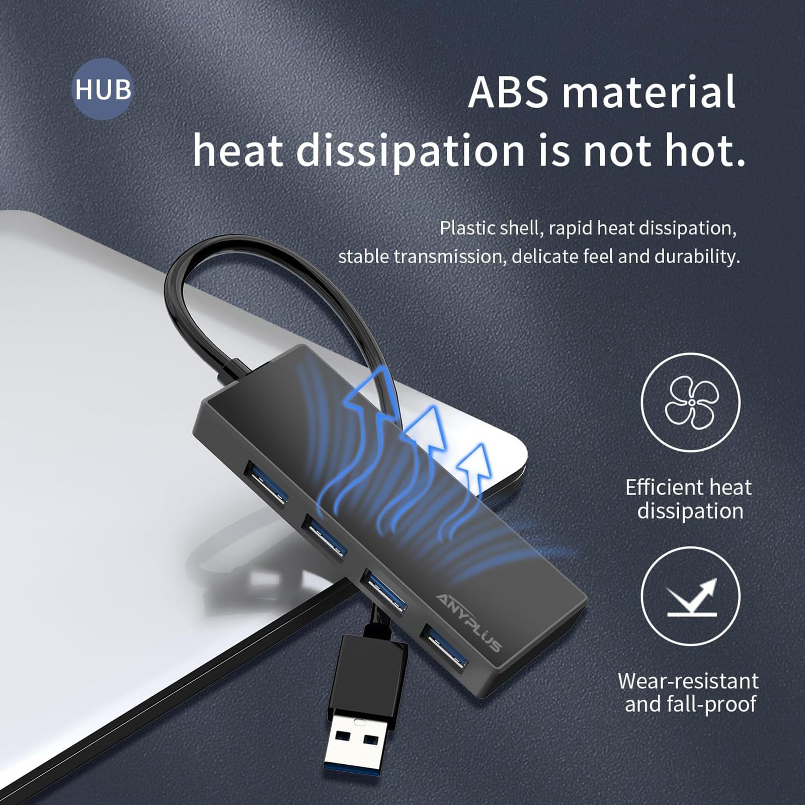 4-Port USB 3.0 Hub Splitter Adapter - High-Speed Data Transfer for Laptop, PC, Xbox, PS5, Printer & External HDD | Portable Multi-Port Expander for Home Office, Gaming & Workstation Setup