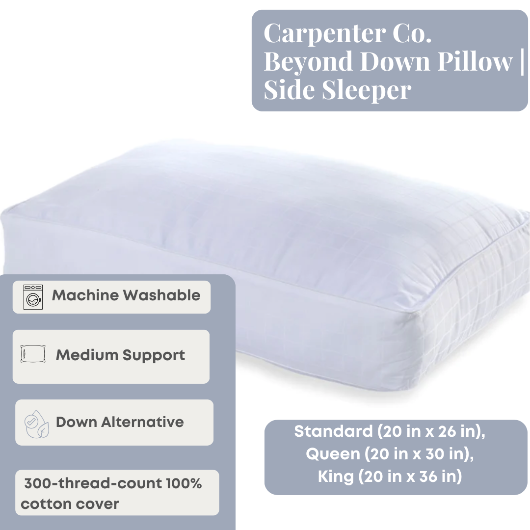 Carpenter Co. Beyond Down Pillow for Side Sleepers - Ultra Soft & Supportive Bed Pillow for Neck & Shoulder Pain Relief - Perfect for Home, Hotel & Travel Use