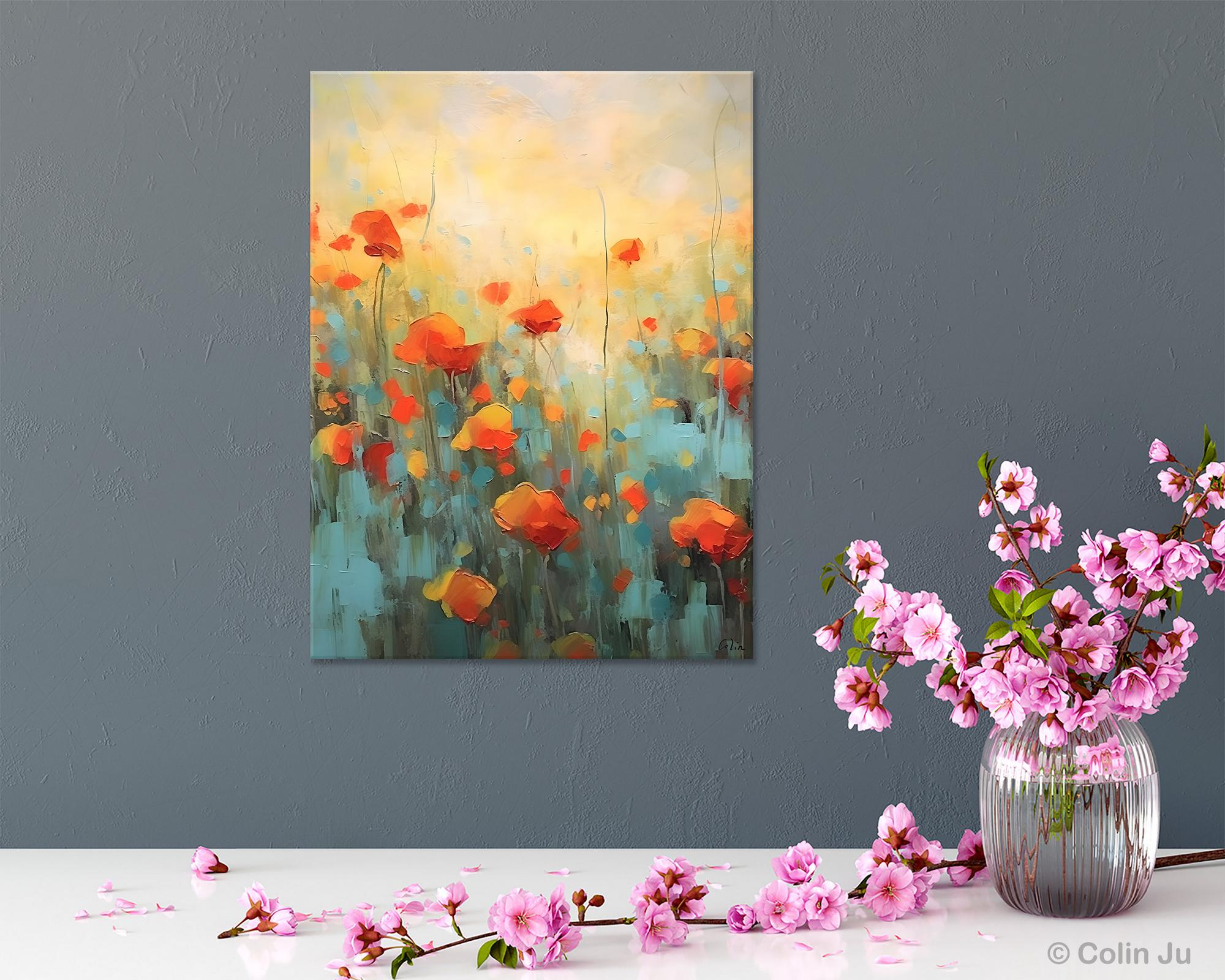 Original Abstract Flower Canvas Painting - Handmade Modern Acrylic Wall Art for Bedroom Decor | Perfect for Living Room, Office & Gift Giving