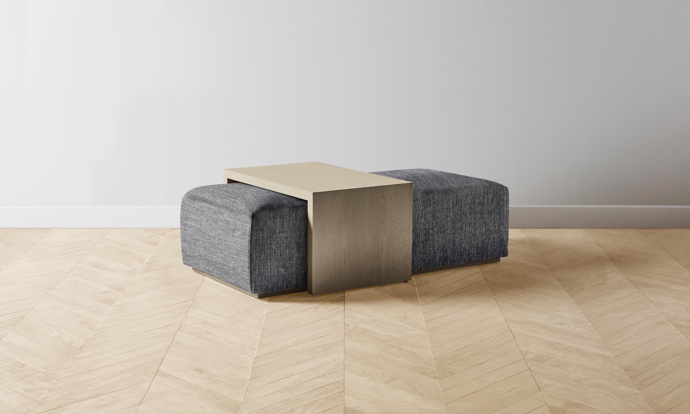 The Bowery Ottoman - Performance Tweed Smoke Upholstered Storage Bench for Living Room, Bedroom & Entryway - Stylish & Functional Home Decor