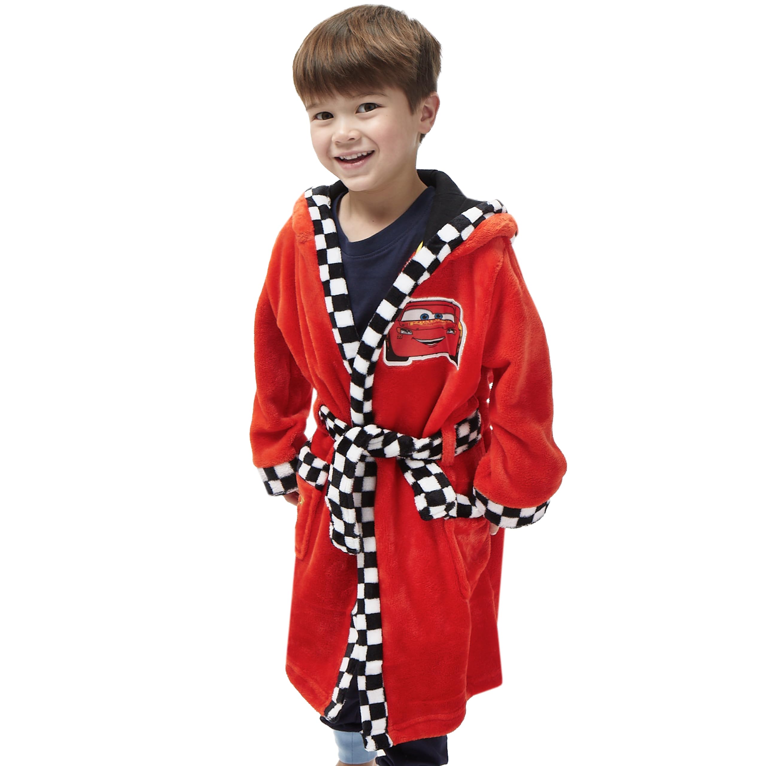 Disney Cars Lightning McQueen Boys Hooded Bathrobe - Soft Fleece House Robe for Kids Ages 2-8 Years | Toddler & Boys Pajamas, Lounge Wear, Birthday Gift | Perfect for Bath Time, Sleepovers & Cozy Mornings