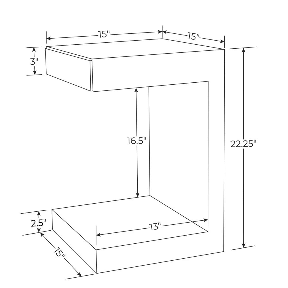 ZURI Cole Black Oak Side Table with Drawer - Nightstand, End Table, or Bedside Table for Living Room, Bedroom & Office