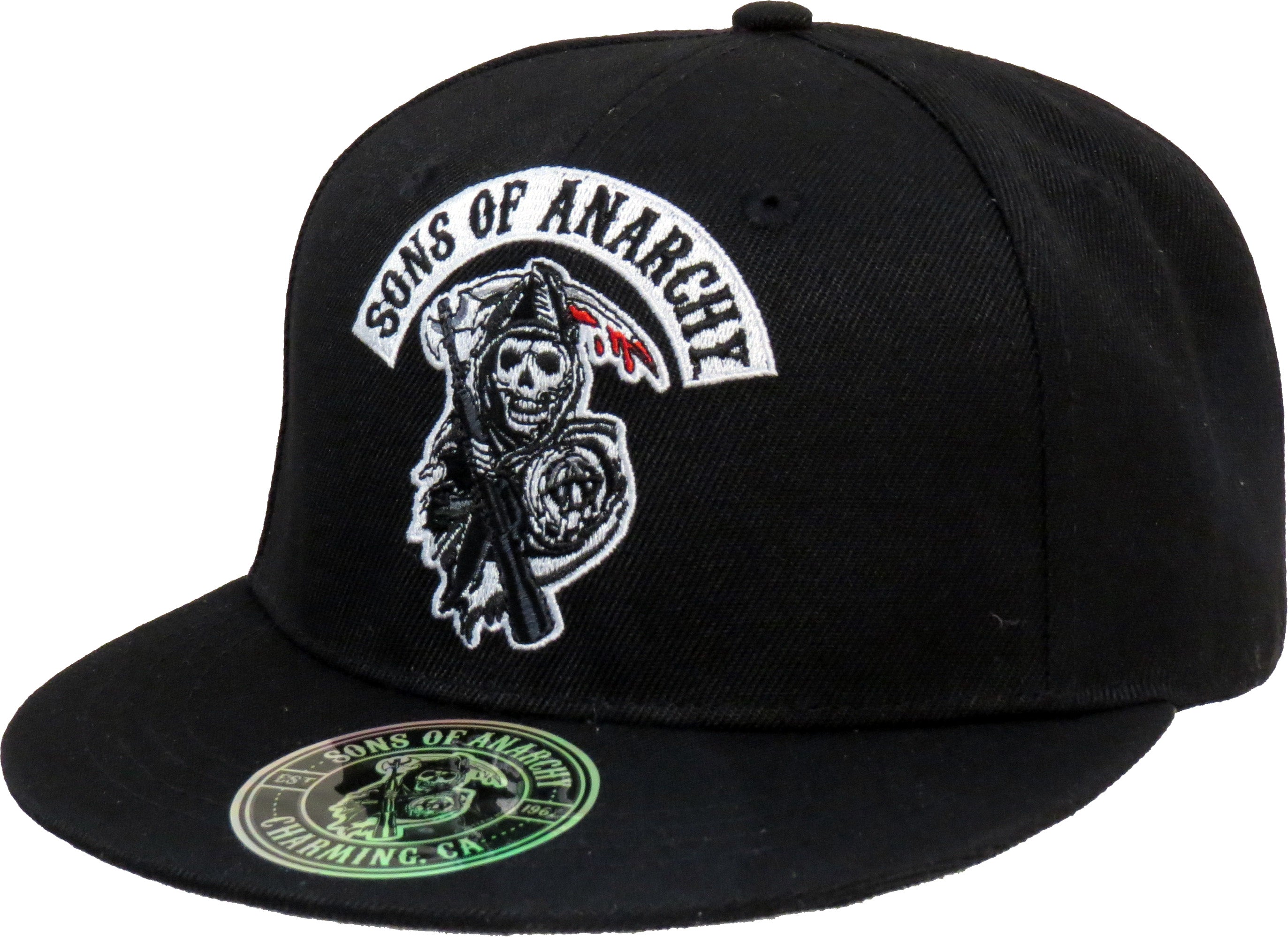 Sons Of Anarchy Death Reaper Black Snapback Hat - Biker Skull Cap for Motorcycle Riding, TV Show Fans & Streetwear Fashion