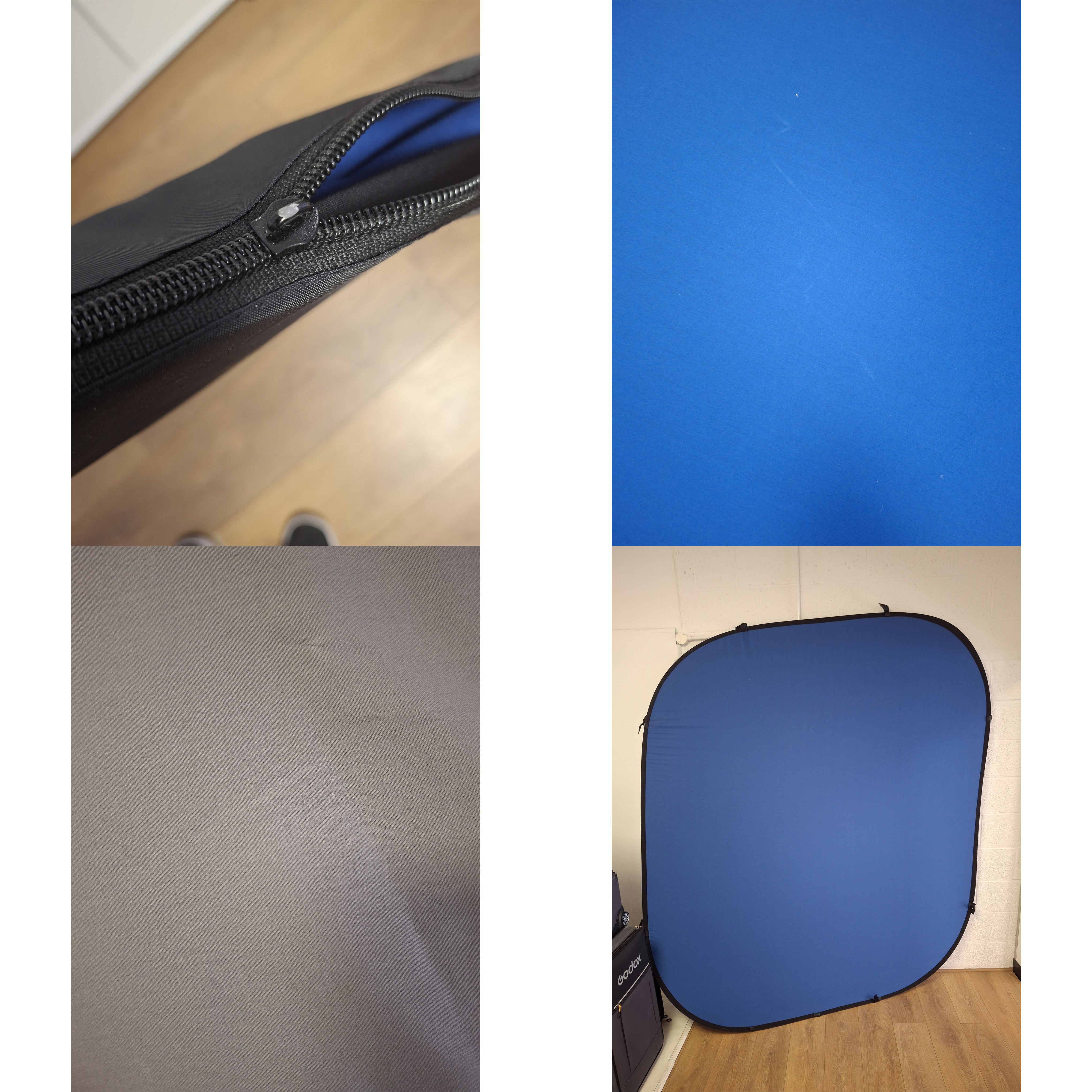 Dual-Sided Collapsible 2x2.3m Photography Background Board - Blue & Grey for Studio, YouTube Videos & Product Photography
