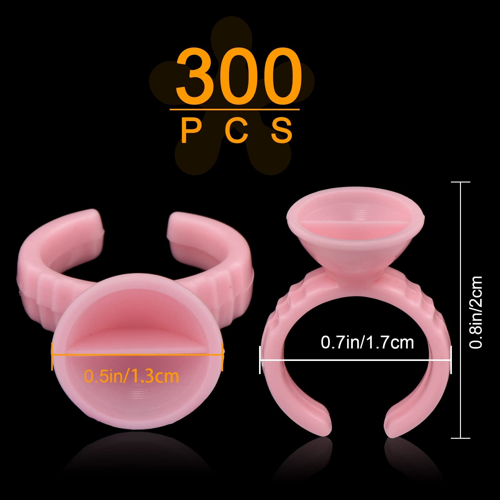 300PCS Eyelash Glue Rings - Pink Lash Extension Glue Holder Pallet with 2 Slot Glue Cup | Professional Lash Tech Tools & Nail Art Supplies | Perfect for Salon, Home Use & DIY Beauty