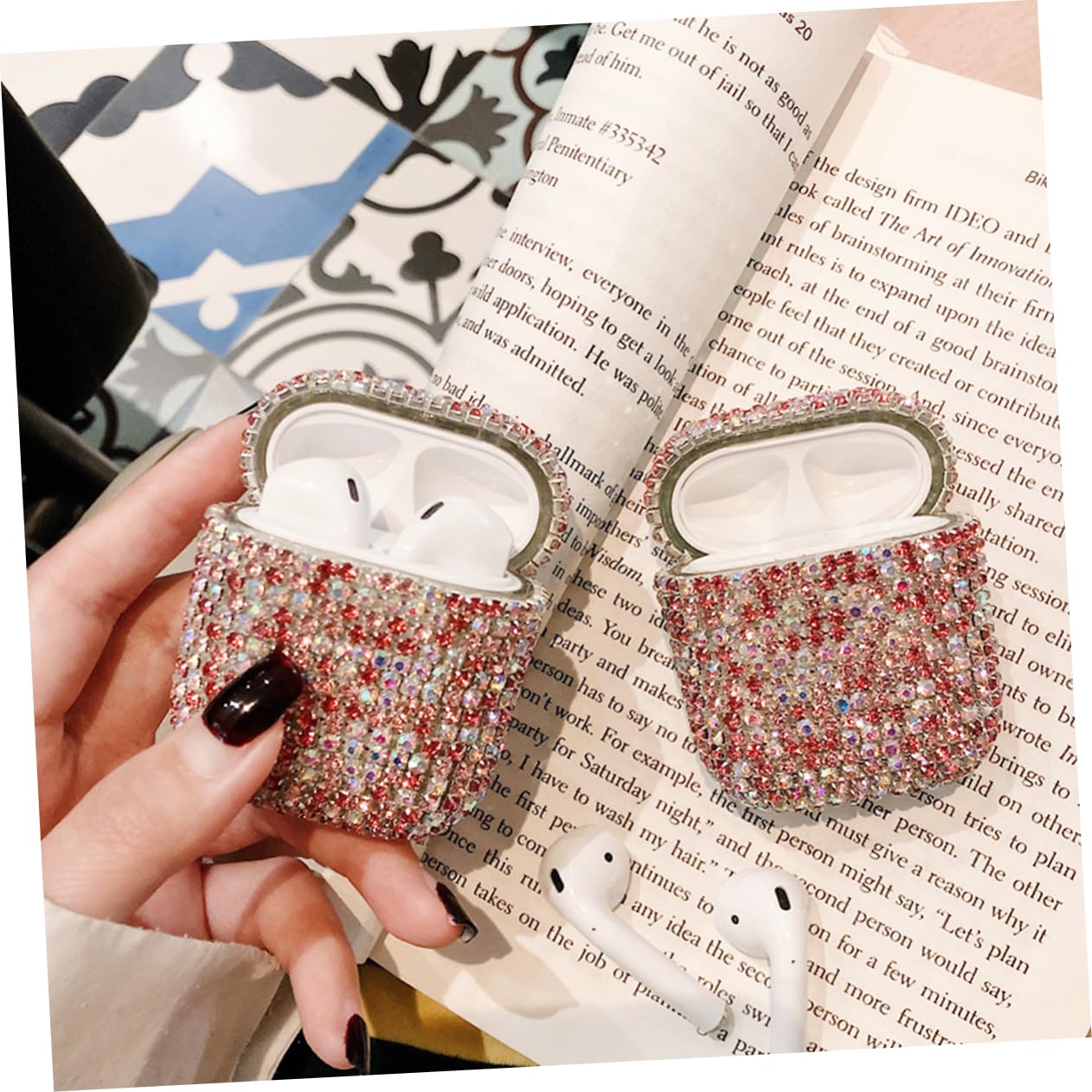 BESTonZON Rhinestone Headphone Covers - Protective Earphone Caps with Sparkling Gems for Wireless Earbuds | Perfect for Gym, Travel & Daily Use to Keep Your Earbuds Safe & Stylish