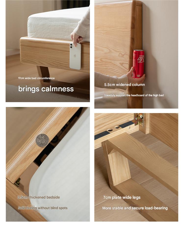 Solid Oak and Ash Wood Nordic Minimalist Floating Bed Frame - Perfect for Modern Bedroom, Guest Room, and Loft Decor
