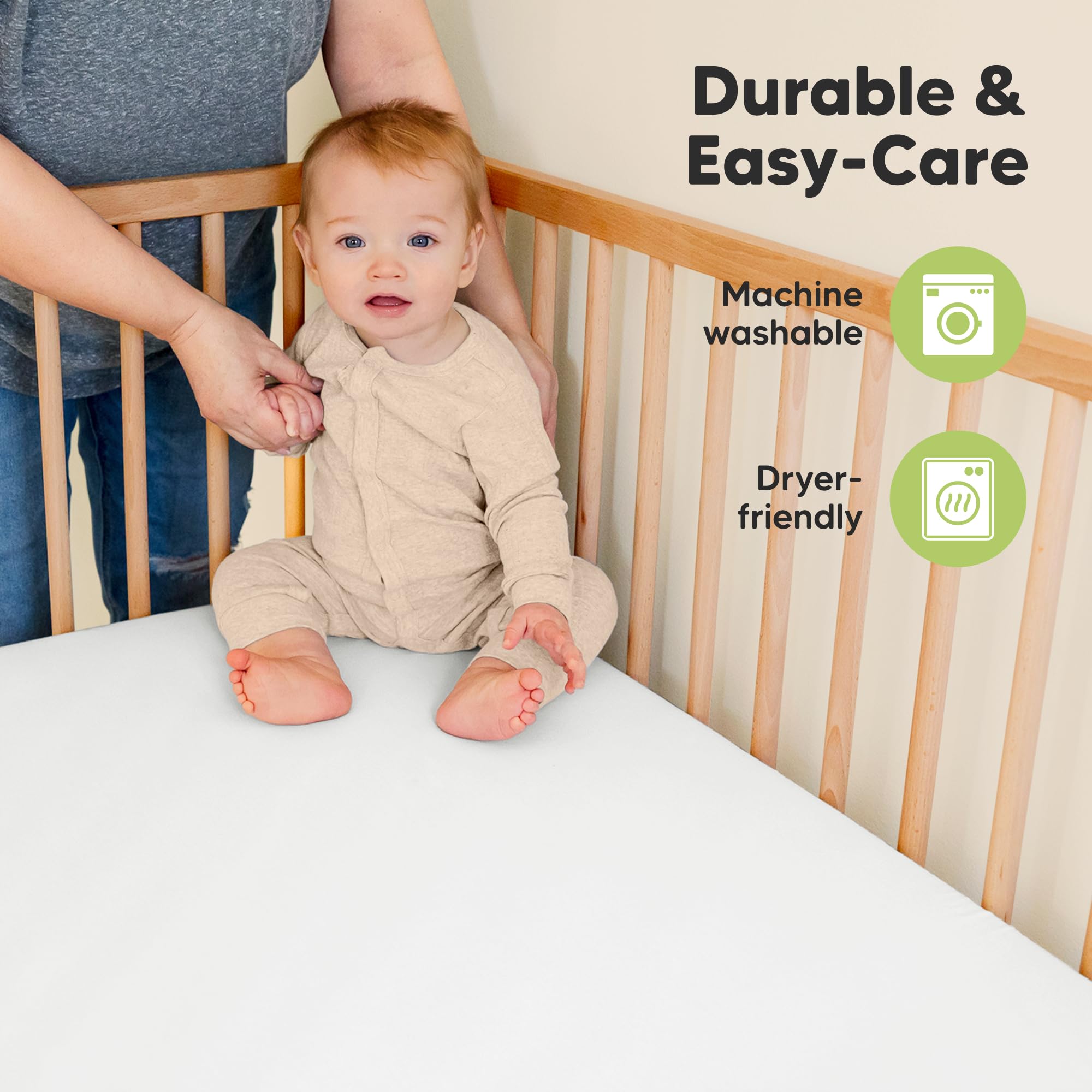 KeaBabies 2-Pack Organic Cotton Fitted Crib Sheets for Boys & Girls - Breathable Jersey Crib Mattress Cover for Baby Bed & Toddler Mattress - Soft Neutral Prints (Cloud) - Perfect for Nursery, Daycare & Travel