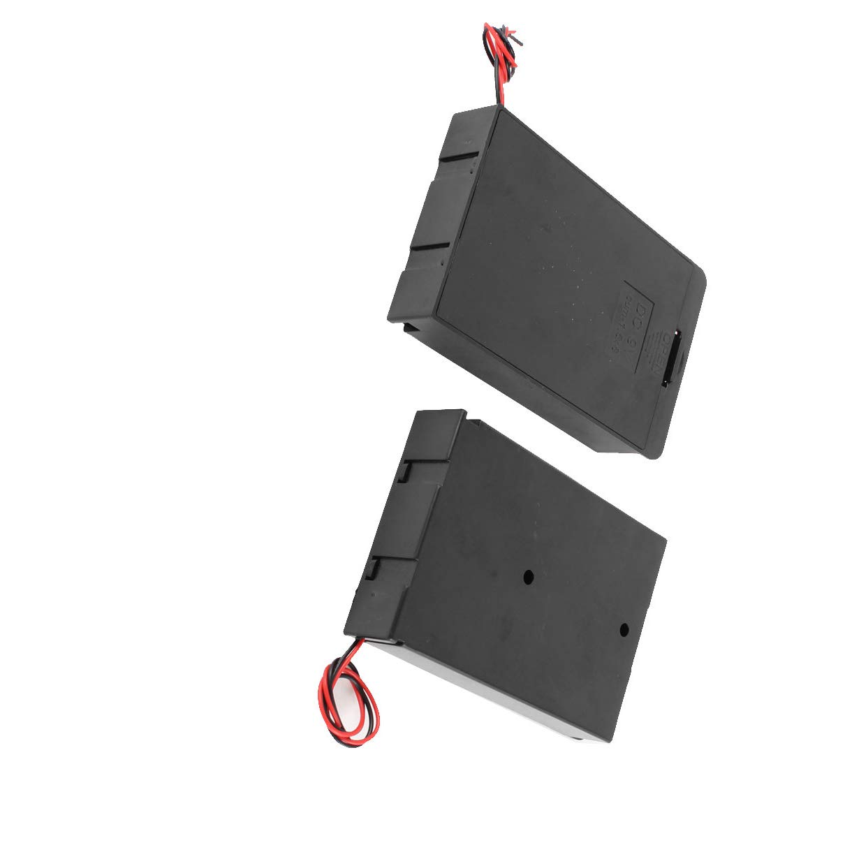 2 Pack Black Plastic Battery Holder Case with Cover - Storage for 6 AA or 9V Batteries - Ideal for Home, Office, Emergency Kits & Electronics Organization