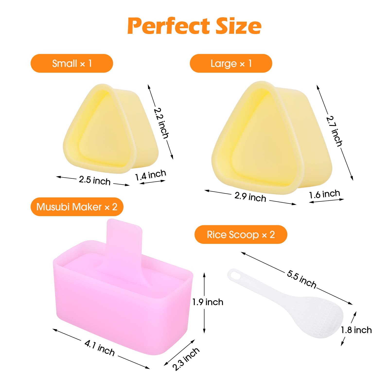 6-Pack Onigiri Mold Kit - 2 Musubi Press Makers, 2 Rice Ladles & 2 Triangle Rice Ball Molds | Perfect for Sushi Making, Bento Box Lunches & Home DIY Cooking | Great for Kids, Meal Prep & Japanese Cuisine Lovers
