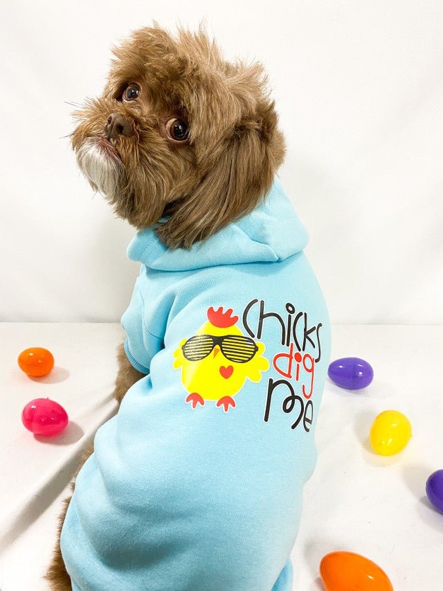 Chicks Dig Me Screen Print Dog Hoodies - Trendy & Comfortable Pet Apparel in Multiple Colors - Perfect for Walks, Playdates & Photo Shoots