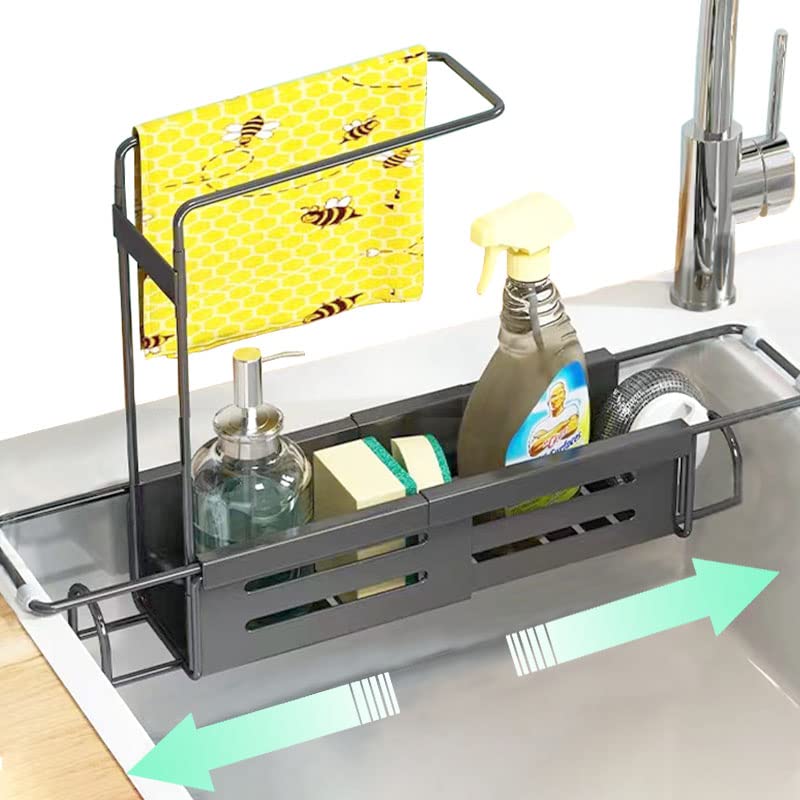 ParkNbuy Expandable Stainless Steel Sink Organizer - Adjustable 14.5