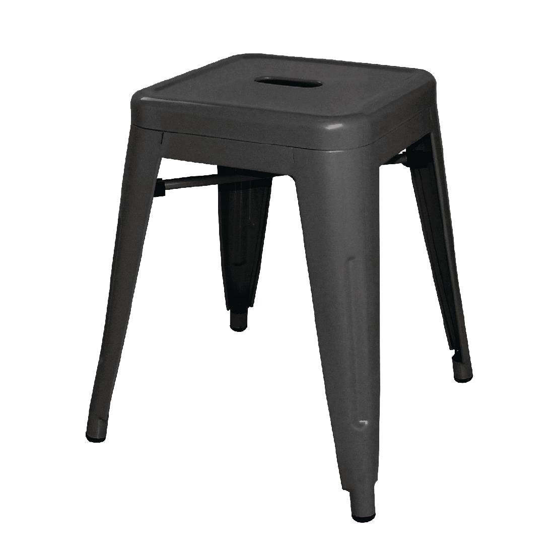 Black Bolero Low Metal Bar Stools - Set of 4 - Modern Industrial Counter Height Stools for Kitchen Island, Breakfast Bar & Pub Table