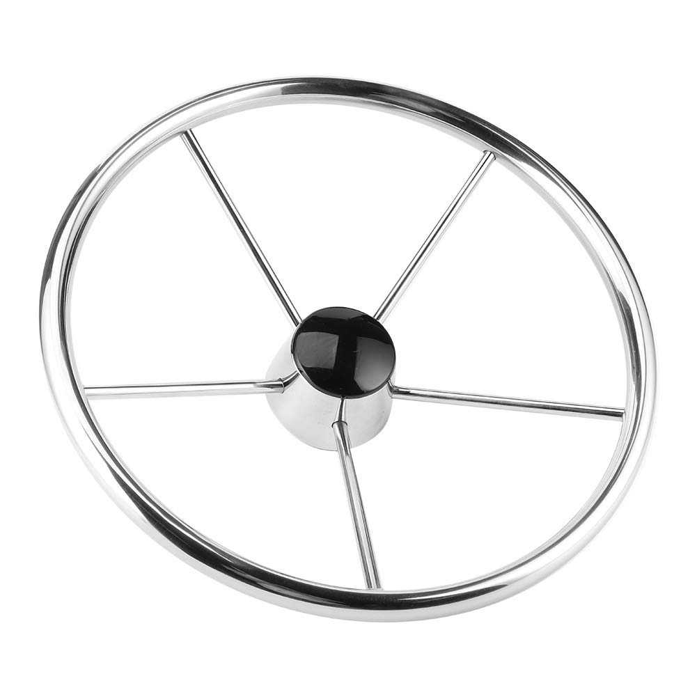 Acouto 15.5 Inch 5-Spoke Marine Steering Wheel - 10° Tilt Stainless Steel Boat Accessories for Yachts & Fishing Boats | Perfect for Smooth Navigation & Water Sports